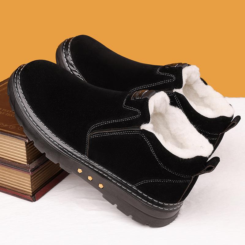 New Large-sized Winter Men's Cotton Shoes and Snow Boots Anti-slip Cold-proof Thickened Warm and Fleece Cotton Boots