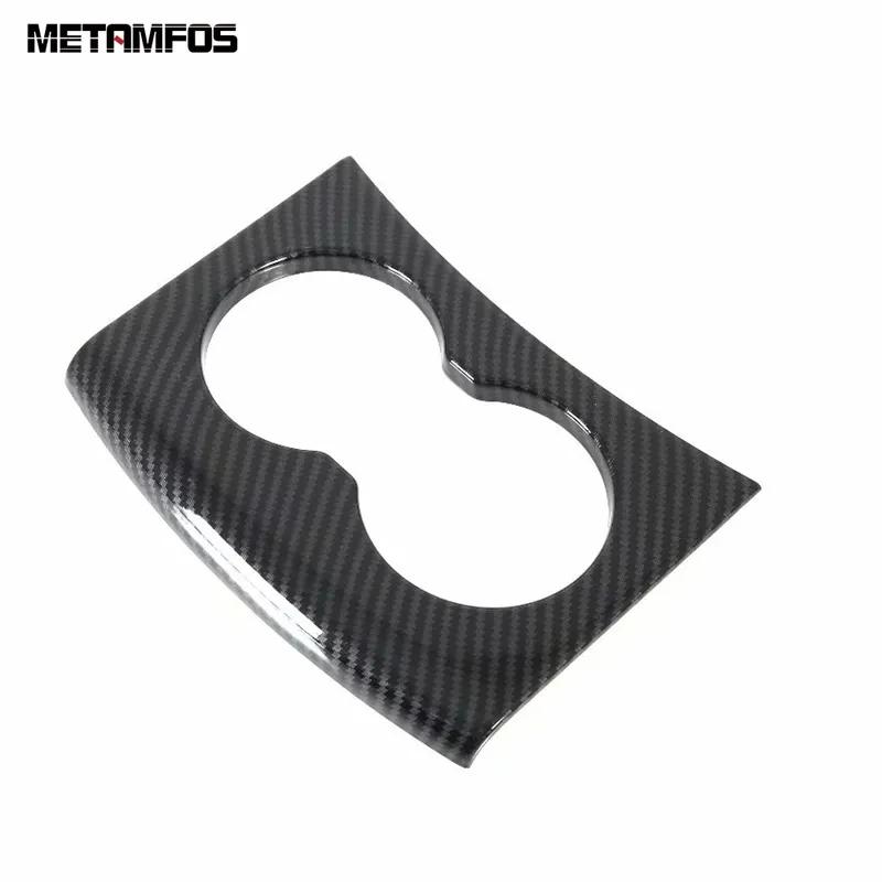 For Tesla Model X 2016-2018   Carbon Fiber Center Console Water Cup Holder Cover Trim Sticker Accessories Car Styling