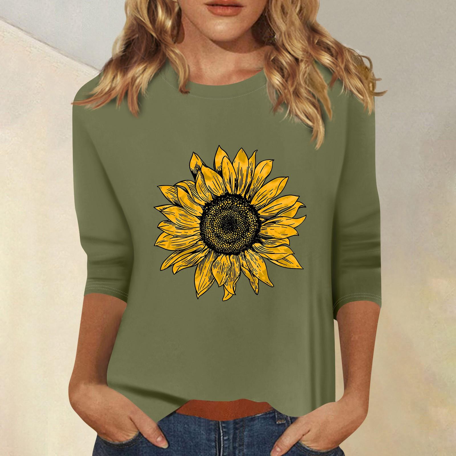 

Женская мода повседневный принтованный топ с семью рукавами и круглым вырезом S