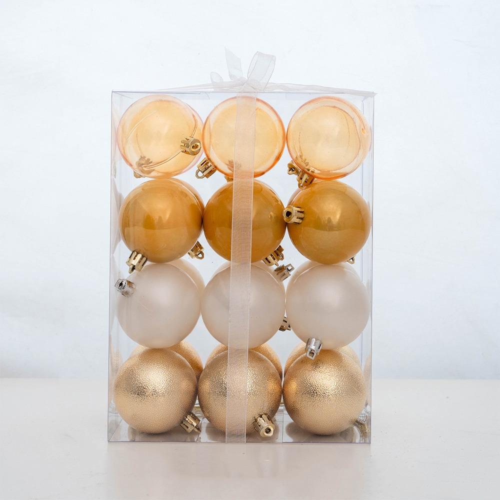 24pcs/set 6cm Christmas Hanging Ball Shatterproof Colorful Christmas Baubles Plastic Electroplated Xmas Tree Ornaments