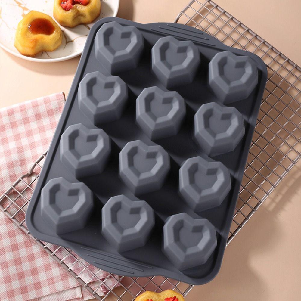 12-Cavity Silicone Cake Mold Non-stick Pudding Jelly Mold Flexible Chocolate Mold  Valentine Gift