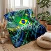 Brasilien Fußball Bedruckte Flanelldecke Hautfreundlich Warm Dekorativer Überwurf für Innen Couch Bett Tägliche Nutzung