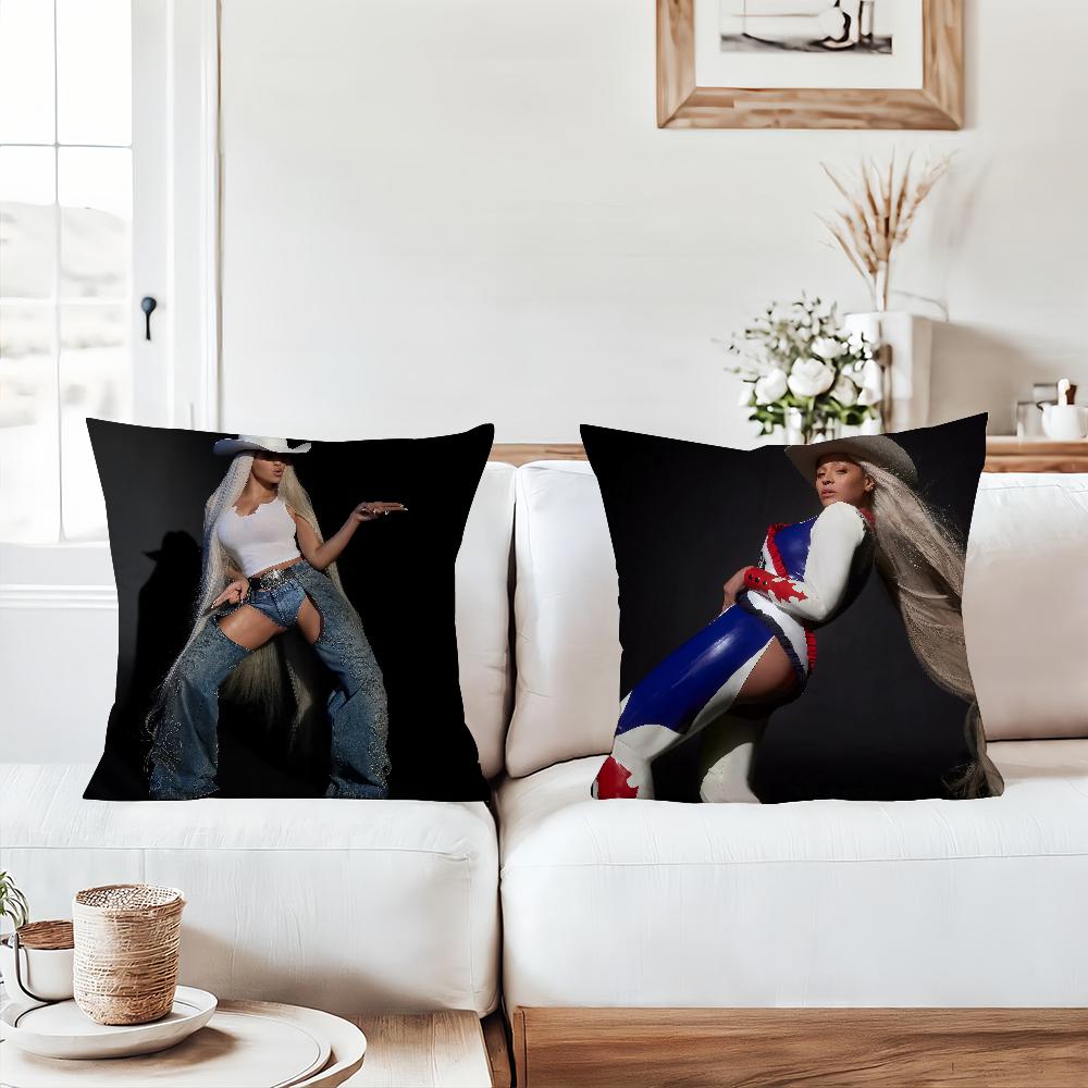 B-Beyoncees Cowboy Carter Pillow Case Office Cushions Suitable For Sofa Car Bedroom Decorative Cushion Cover