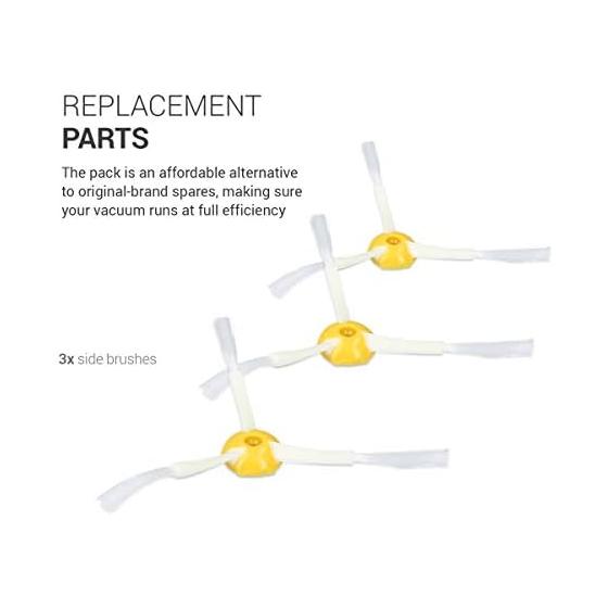 Kwmobile Replacement Edge Brush Set - Compatible with iRobot Roomba 800/900 Series - Vacuum Cleaner Goods 3x Edge Brush Compatible with Roomba