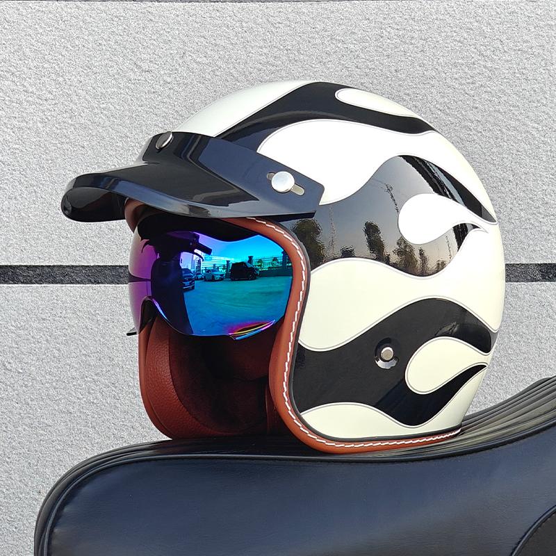ORZ NEW adult motorcycle helmet retro cruise 3/4 motorcycle half helmet with sun visor DOT approved