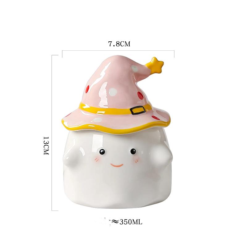 High Appearance Level Ghost Mug with Lid Office Afternoon Tea Coffee Cartoon Ghost Ceramic Cup Halloween Easter Gifts