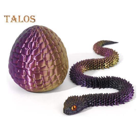 

1 набор 3D-печатных фигурок в виде яйца змеи с подвижными суставами, игрушка-фиджет в виде яйца змеи с шарнирной змеей внутри, украшение для рабочего стола 7cm