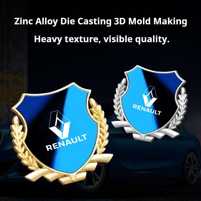 For Renault 2026 New Hub Caps Car Fender Blade Decal Badge 3D Metal Car Body Protective Sticker For Renault Megane 2 3 Clio Scen