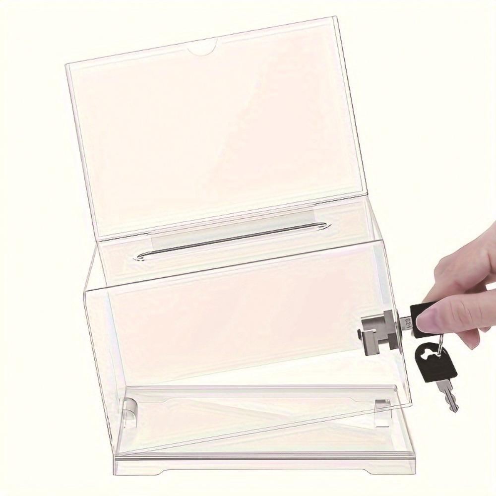Transparent Acrylic Donation Box with Locks Coin Storage Container Feedback Suggestion Cases Raffle Ticket Box Cube Tip Box