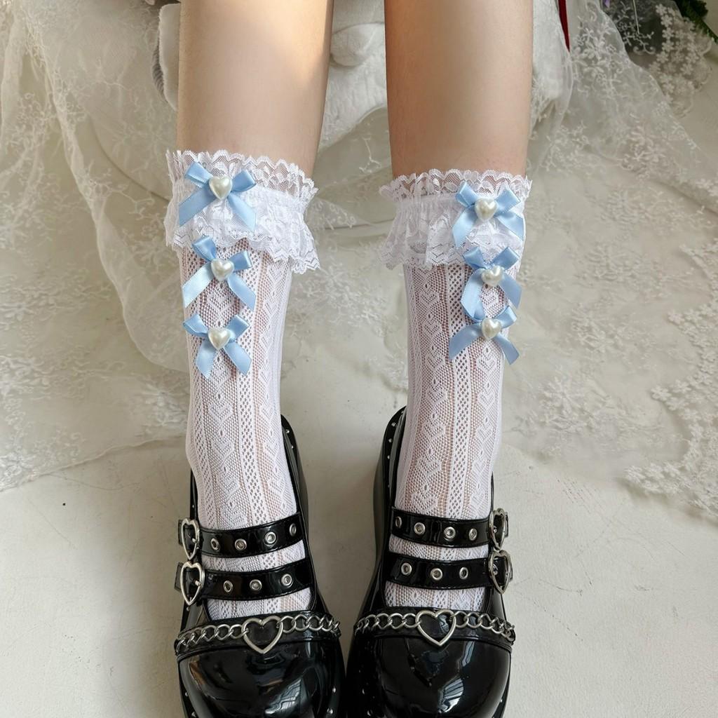 Cotton Lace Bow Ankle Socks For Girls With Nonslip And Sweat Absorption Features