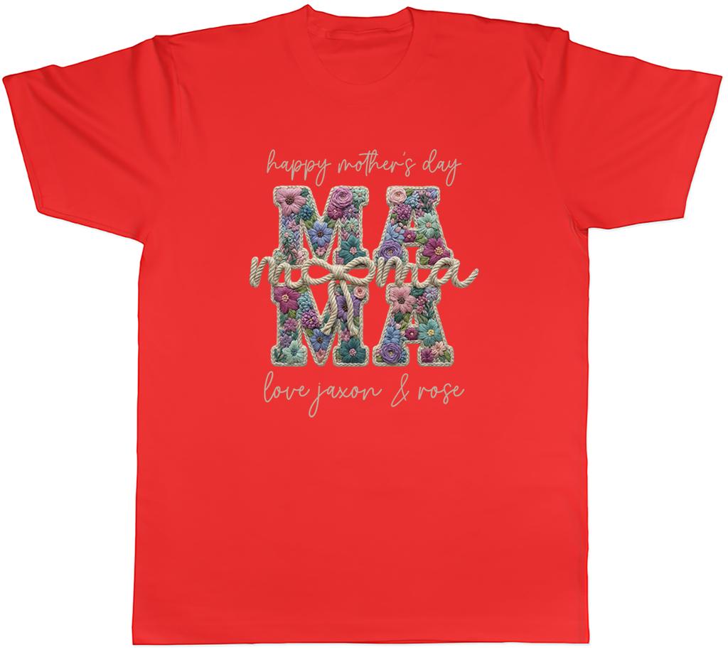 Personalised Happy Mothers Day Mama Crochet Unisexs TShirt Tee Gift Top