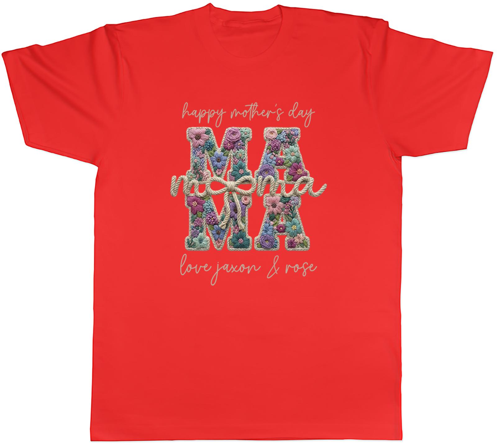 Personalised Happy Mothers Day Mama Crochet Unisexs TShirt Tee Gift Top S