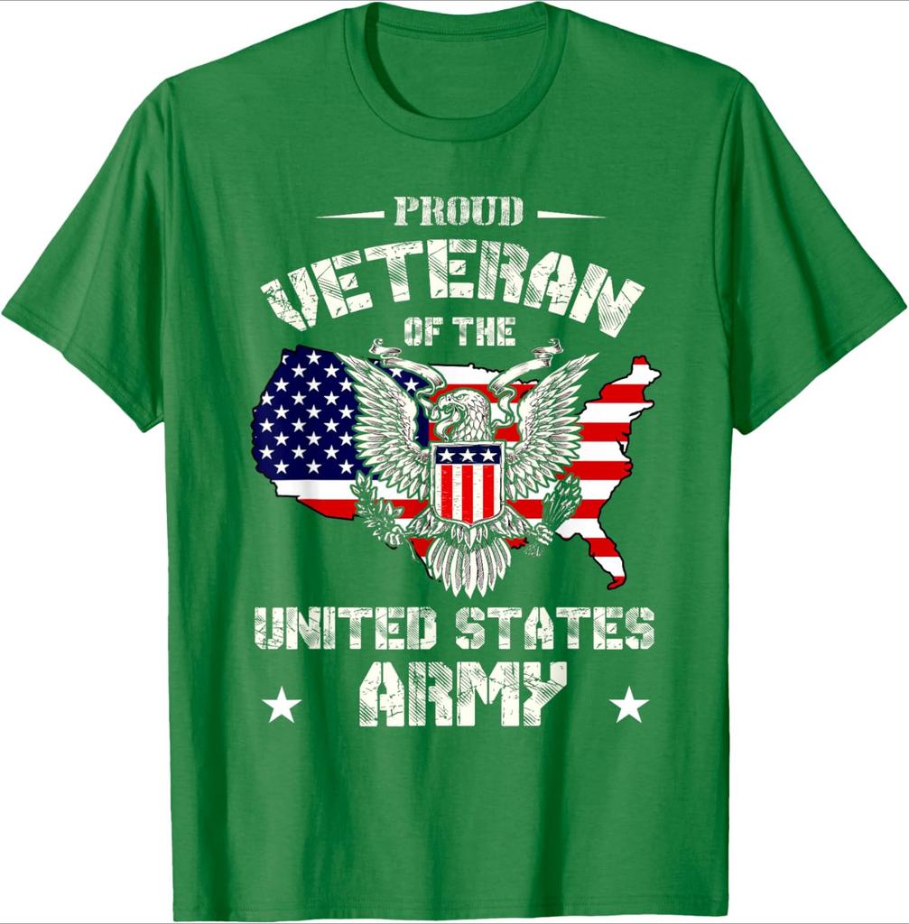 Proud Veteran of the US ArmyUSA Flag Soldier Veteran design100cotton summer Oneck short sleeve printed mens Tshirt