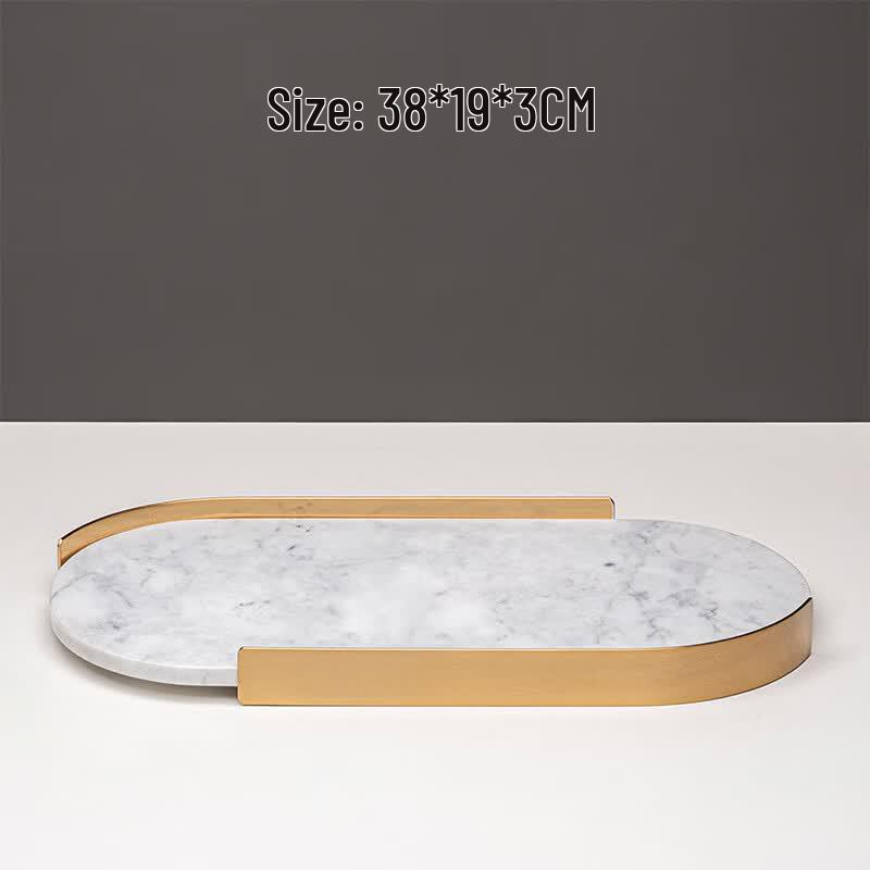 Modern White Oval Marble Decorative Tray