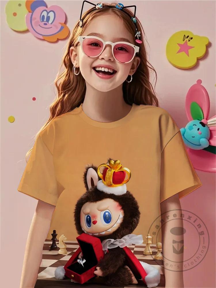 Labubu Print Babykleidung 3 bis 14 Jahre Männlich Outdoor-Kleidung Für Cartoon Neuheit Cool Für Labbu Kinder Junge Mädchen Kind T-Shirt Top