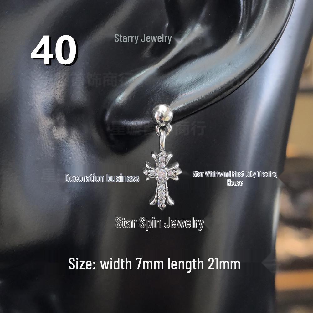 Cercei atârnători New Cross G-Dragon cu diamante colorate pentru bărbați și femei, Cupru alb, Argint thailandez, Ac din argint s925