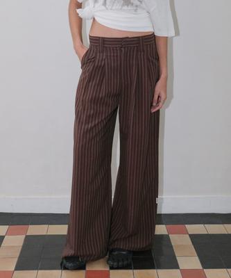 ORDINARY HOLIDAY Tuck Wide Pants [Brown]