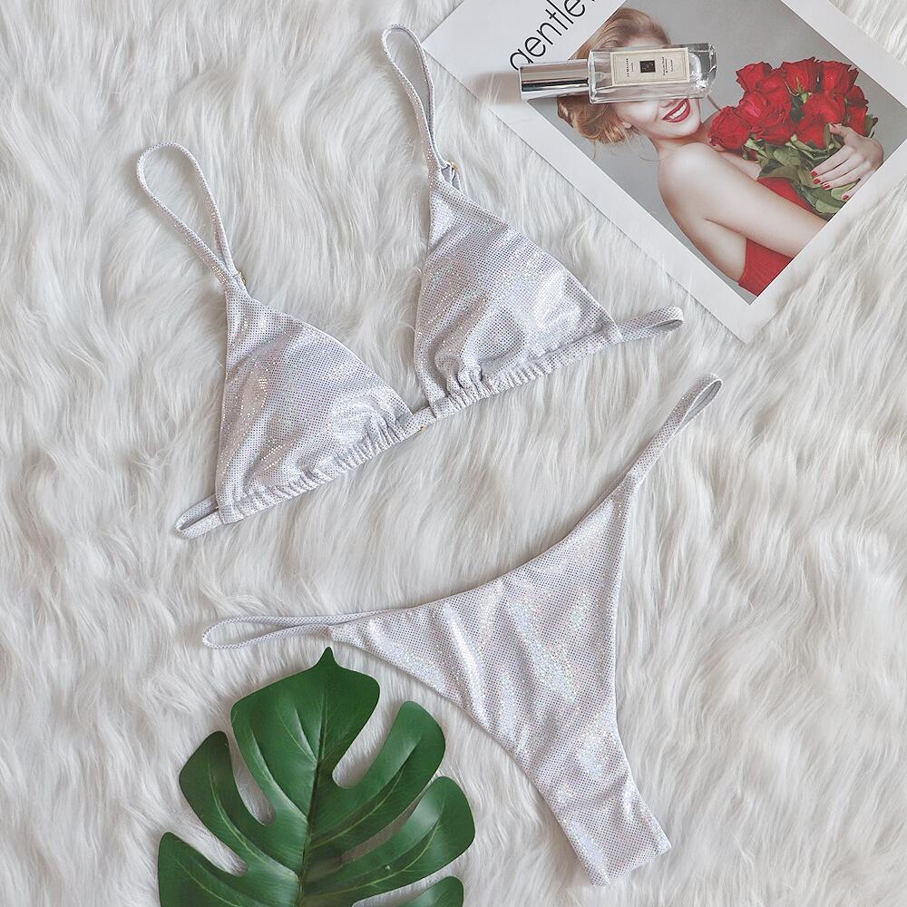 

2022 Европейский и американский инфлюенсер Сексуальное лазерное хрустальное бриллиантовое бикини Small