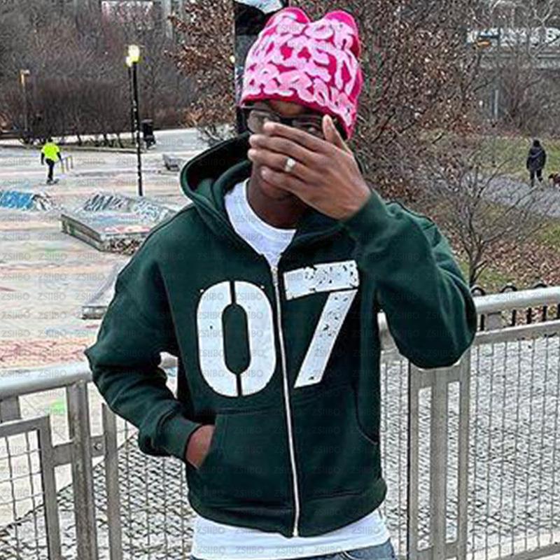 Европейский и американский модный кардиган с капюшоном Свитшот в уличном хип-хоп стиле с цифровым принтом 07 XXXL 2260₽