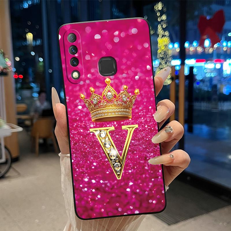 Beautiful A To Z Letter Crown Casing For Infinix S4 Smart3 Plus X626 X267 Case Black Soft Silicone Shockproof Shell