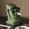 Glasses Earphone Storage Rack Multi-Function Desktop Storage Creative Moai Tissue Box for Bedroom or Office Table Decorative