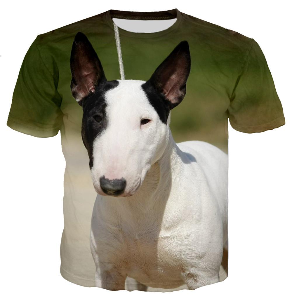 Funny Bull Terrier 3d Print Cute Dog Pattern Men Ladies Kids Harajuku T Shirt Street Breathable Lightweight Summer Sports Top
