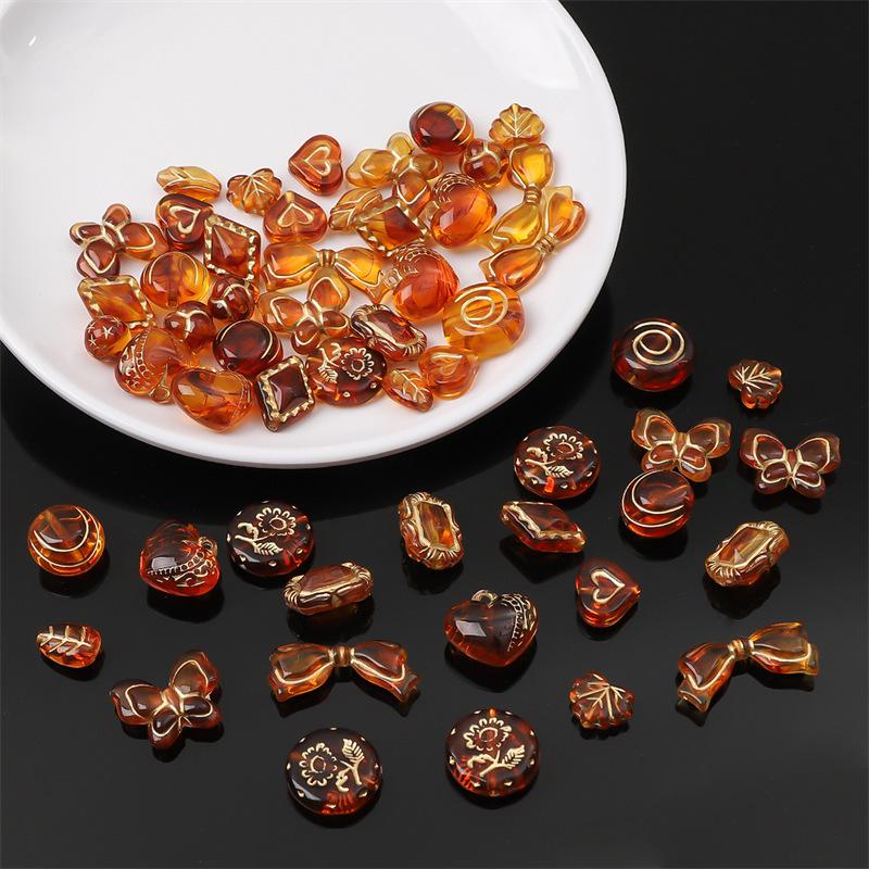 Retro Bursztynowe Złoto Barokowe Akrylowe Koraliki do DIY Tworzenia Biżuterii