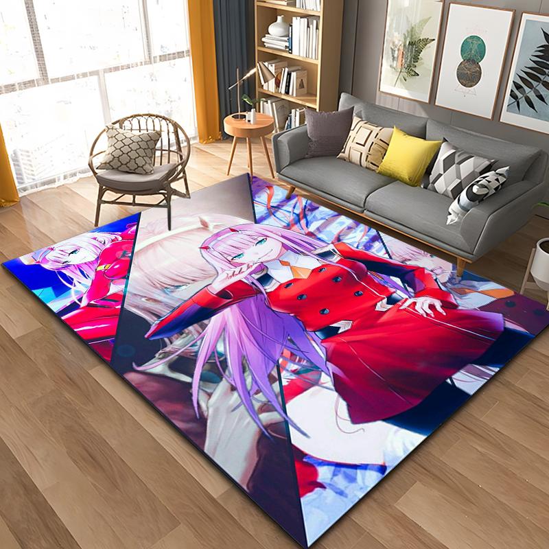 Anime Zero-Two DARLING In The FRANXX Area Rug,Carpet Rug for Living Room Bedroom Sofa Doormat Decoration, Kid Non-slip Floor Mat