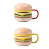 Ceramic Coffee Mug with Lid Burger Shaped Breakfast Cup Creative Kitchen Mug for Home Office Tea Coffee