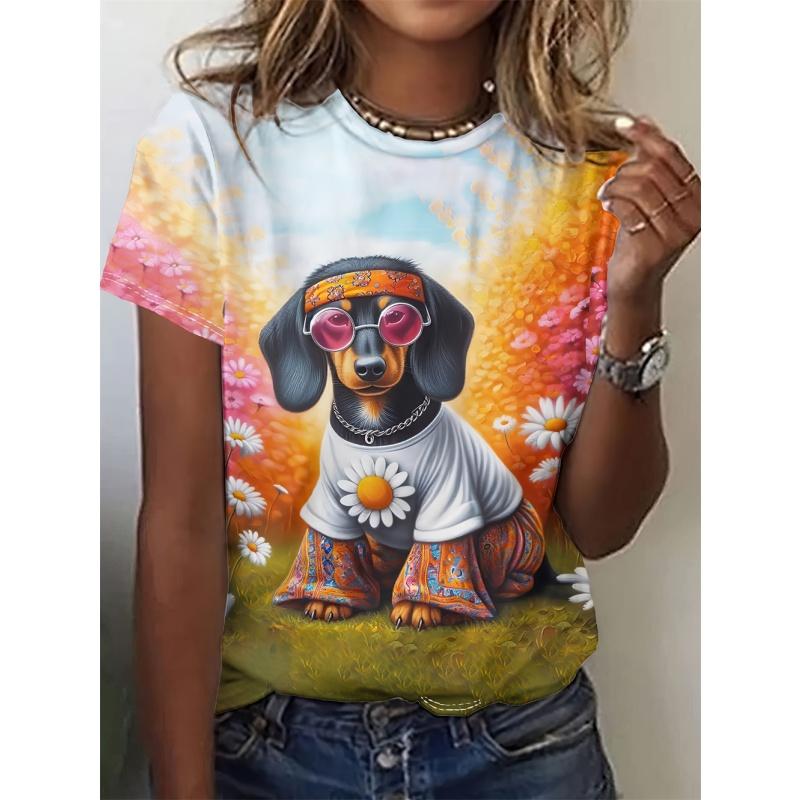 Hamster Hedgehog Cat Pattern T Shirt For Women Funny 3D Printed Short Sleeves Summer Loose T-Shirts O-Neck Tops Tees Streetwear