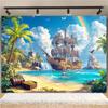 2D Planar Diagram, 2D Planar Banner, 1 Piece of Pirate Treasure Tropical Beach Party Background Decoration Item