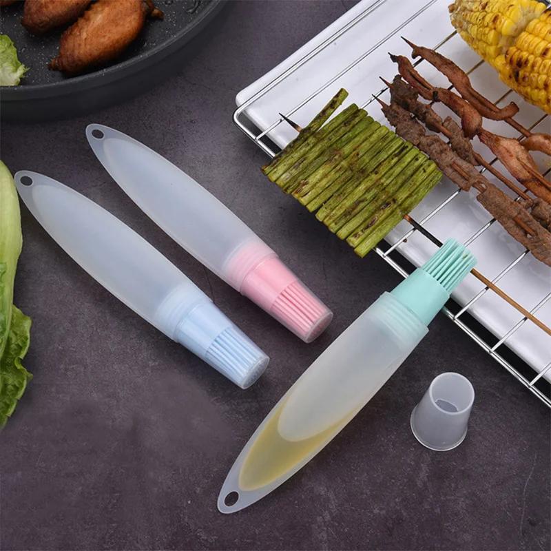 Bouteille d'Huile pour Barbecue Pinceau pour Badigeonner Cuisine Cuisson Barbecue Crêpe Camping Portable Assaisonnement Sauce Contenant Distributeur