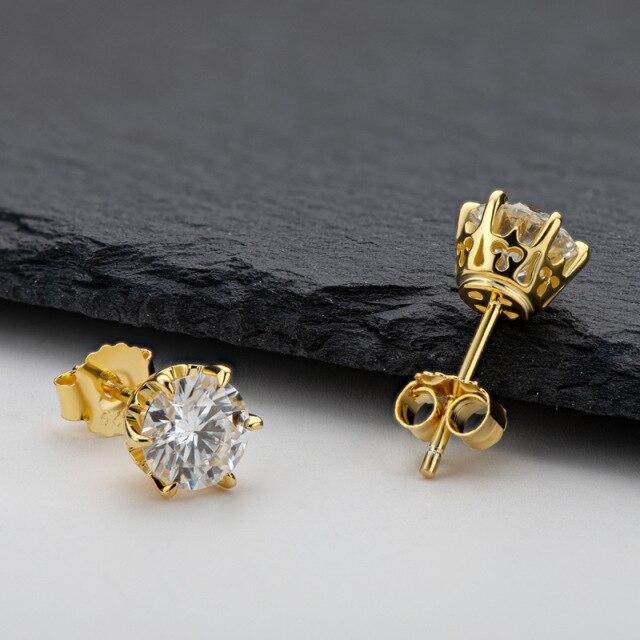Real 1 Ct Moissanite Women Stud Earrings 100 % Color Sparkling Bridal Gathering Wedding Occasion Gold Color Earrings JewelryTrendy