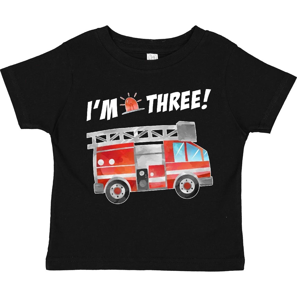 

Inktastic I m 3 Fire Truck 3rd Birthday Toddler kids boys T-Shirt Birthdays Engine Party 120