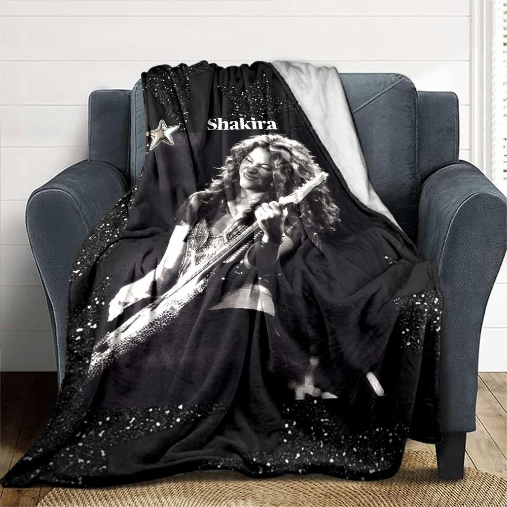 Shakira Poster Print Flannel Blanket High Quality Warm Comfortable Cover for All Seasons Perfect for Gifts Home Decor