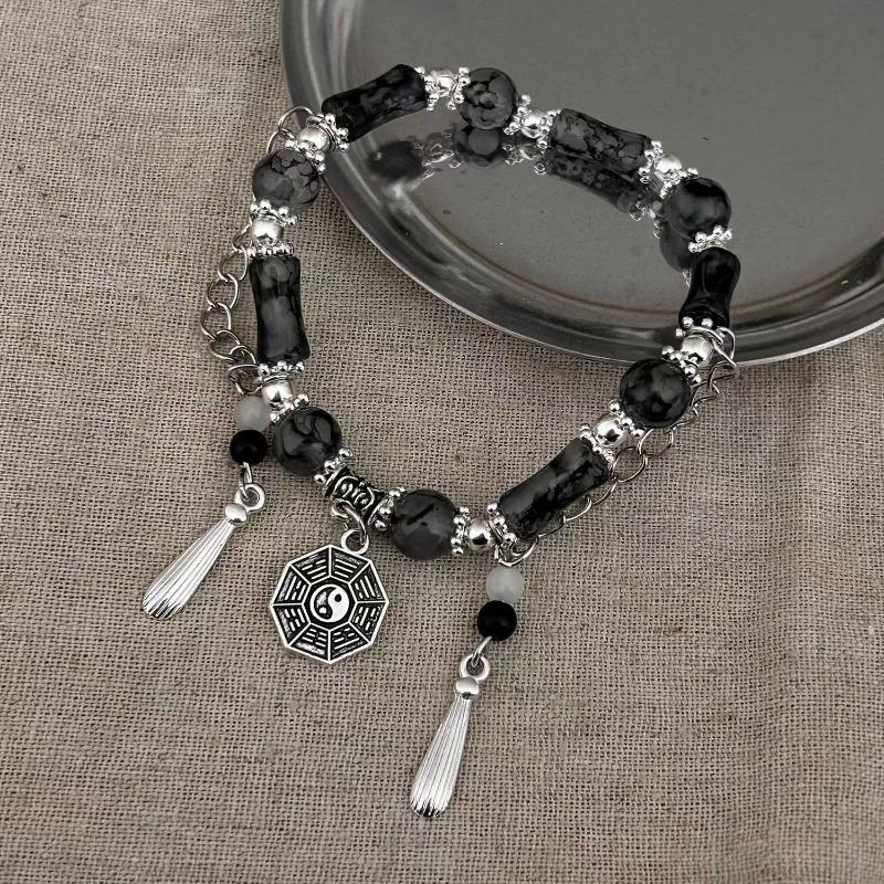 Design de Nicho Pulseira de Gossip Tai Chi feminina pulseira preta com contas pulseira de casal