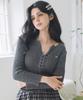 KOOLKITTEN Back-Tie Ribbed Button Knit Top