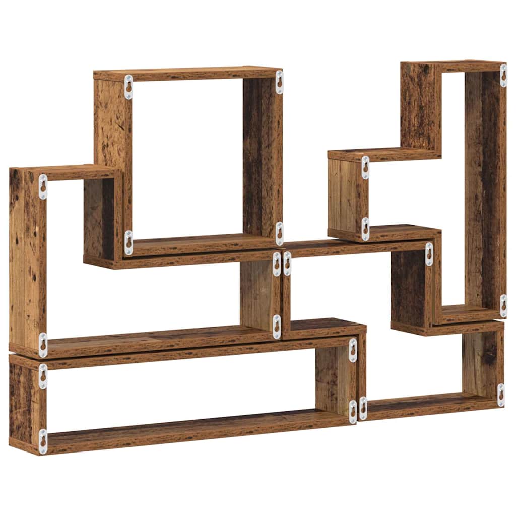Wall Mounted Shelf with Storage Reclaimed Wood Look 96 x 12 x 64 cm