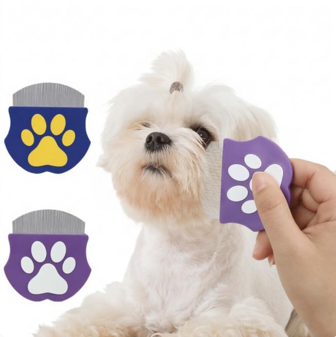 Pettine Viso Cane & Gatto con Design Curvo in Acciaio Inossidabile per la Pulizia delle Macchie Lacrimali del Mento-Rimozione Flessibile di Peli e Detriti dell'Animale Domestico