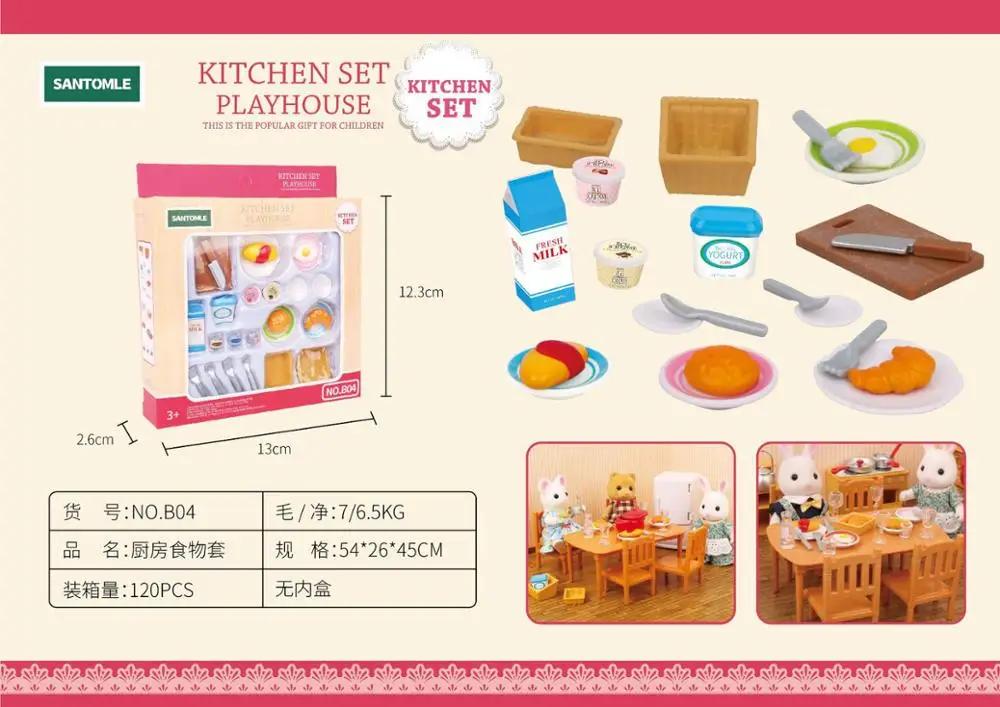 Forest Home Animal Family Mini Rabbit Villa Living Space Kitchen Sleeping Area Garden Micro Furniture Set Girl Pretend Engage With Toy Model