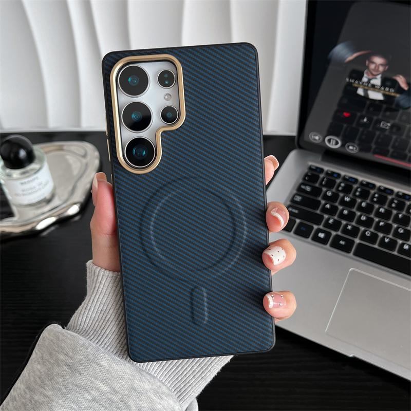 

Матовая Деловая Текстура Углеродного Волокна Беспроводная Зарядка Магнитный Чехол Для Magsafe Для Samsung Galaxy S25 S24 Plus S23 Ultra Чехол Galaxy S24+