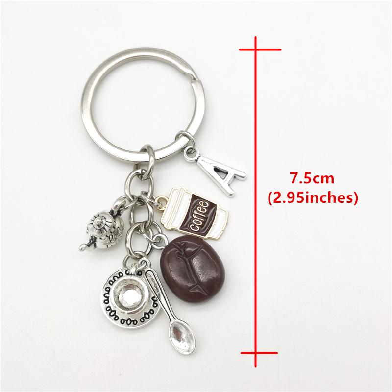 26 Letters Keychain Coffee Bean Pendant Coffee Key Chain Casual Keyring Creative Souvenir Gifts