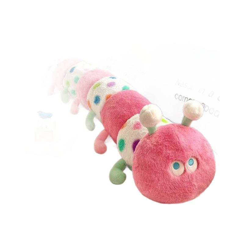 Neue niedliche Raupenpuppe mit Polka-Dots, schlafendes Klemmen, Wurfkissen, Plüschtier, schlafende Rückenlehnenpuppe, Geschenk