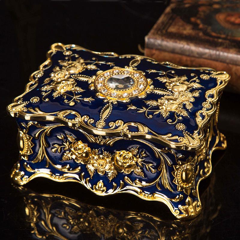 

European Retro Metal Jewelry Box - Medium Storage for Rings & Necklaces 12x8.5x5.3