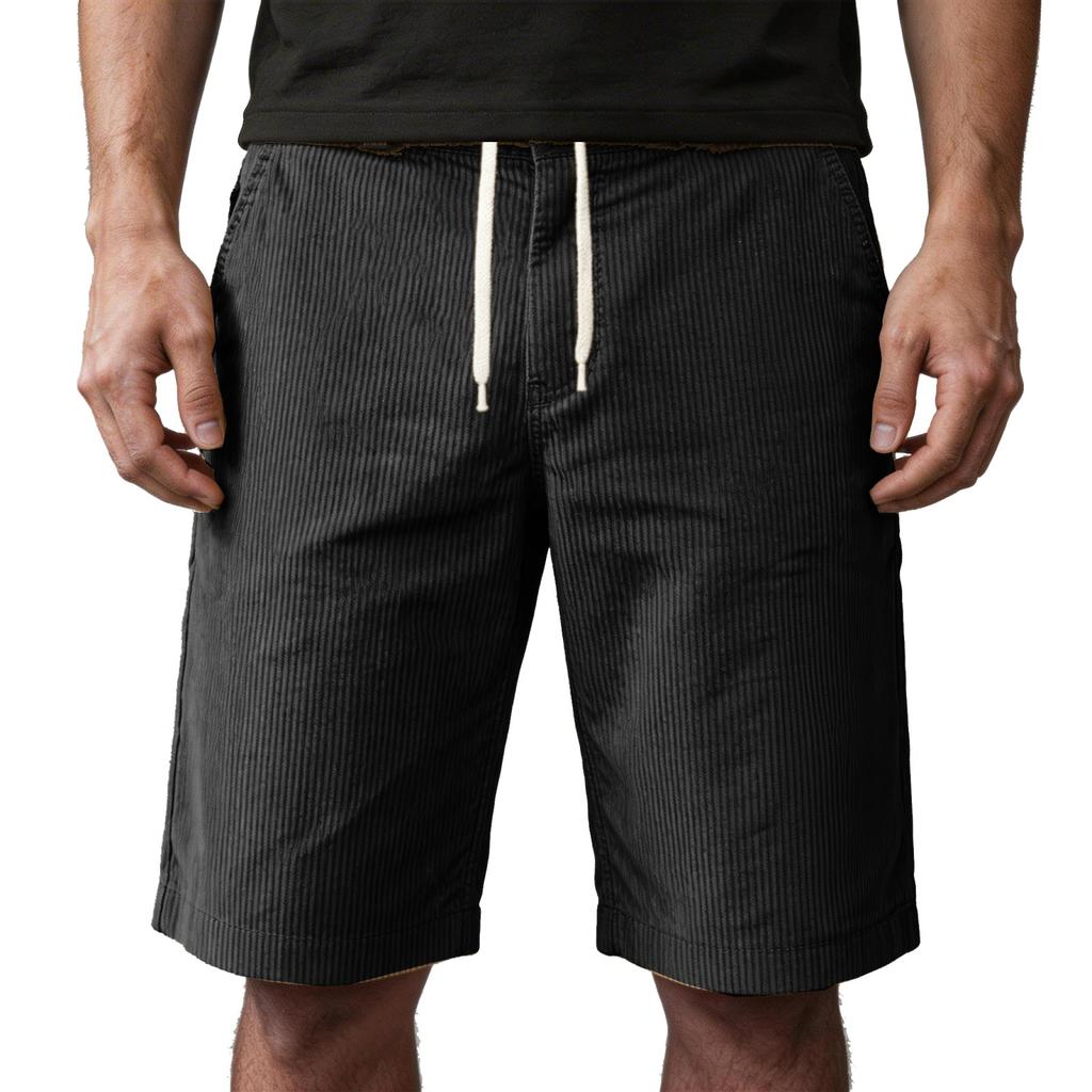 Męskie sztruksowe spodenki casual z wieloma kieszeniami, luźny krój, pięciokieszeniowy design, wygodne spodnie o średniej długości do codziennego noszenia
