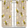 Rustic Honey Bee Curtains Honeycomb Daisy Floral Window Treatments Insulated Drapes Panel Sets Curtain With Rod Pocket Thermal Polyester