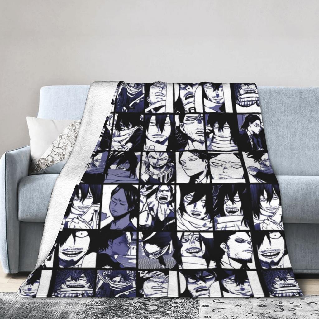 Uraraka Ochako Collage Knitted Blankets Academy Anime Manga Throw Blankets Summer Air Conditioning Ultra-Soft Warm Bedspreads