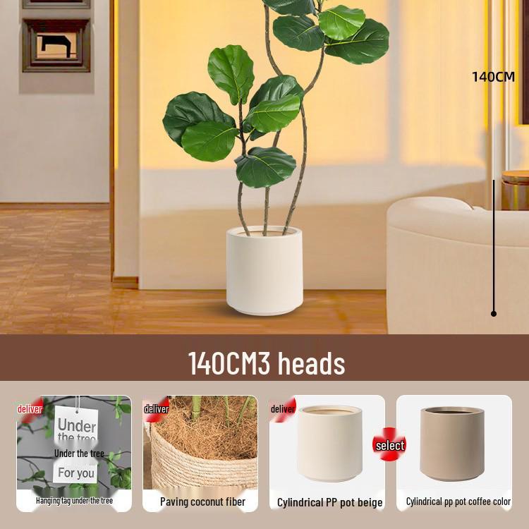 Large Potted Fiddle-Leaf Fig: Luxury Faux Green Plant for Living Room Decor