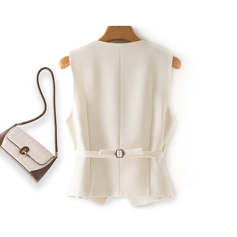 Short Suit Vest Women's Fashionable Versatile Spring Autumn Sleeveless Layering Commute Shoulder Pad No Fill Outerwear