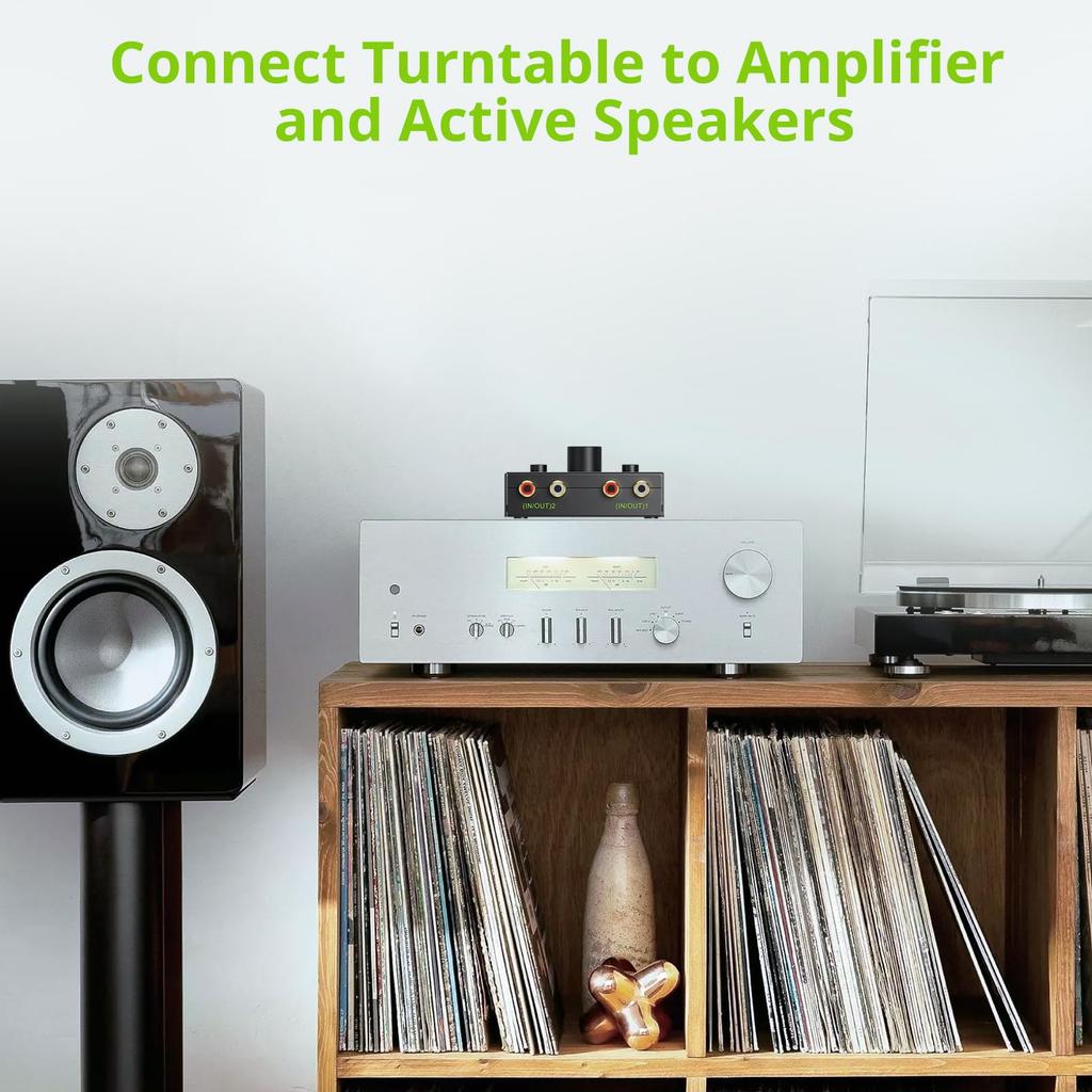 LiNKFOR Stereo Audio 2 1 2 Bidirektionaler Cinch Stereo Audio Umschalter Ohne Strom Kompatibel mit DVD Stereo CD und Mehr mit Cinch Kabeln R/L Umschalter,